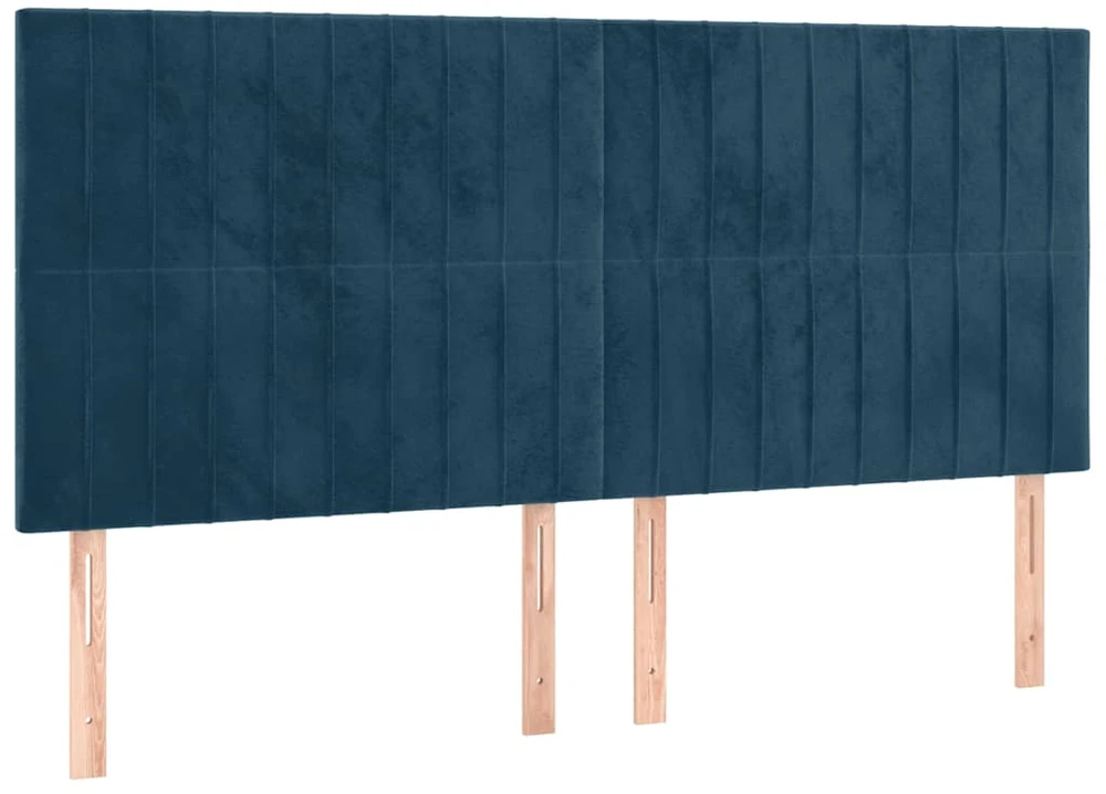 Lovos rėmas su galvūgaliu, tamsiai mėlynas, 180x200 cm, aksomas