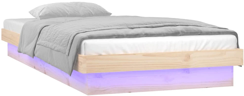 Lovos rėmas su LED, 90x190cm, medienos masyvas, vienvietis