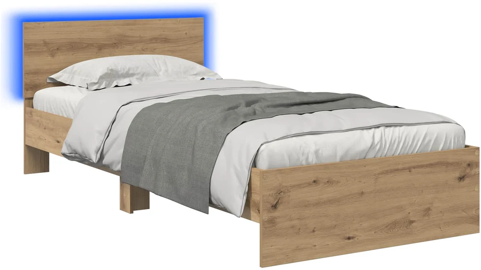 Lova Lovos rėmas su LED Artisano ąžuolo 80 x 200 cm Apdirbta mediena