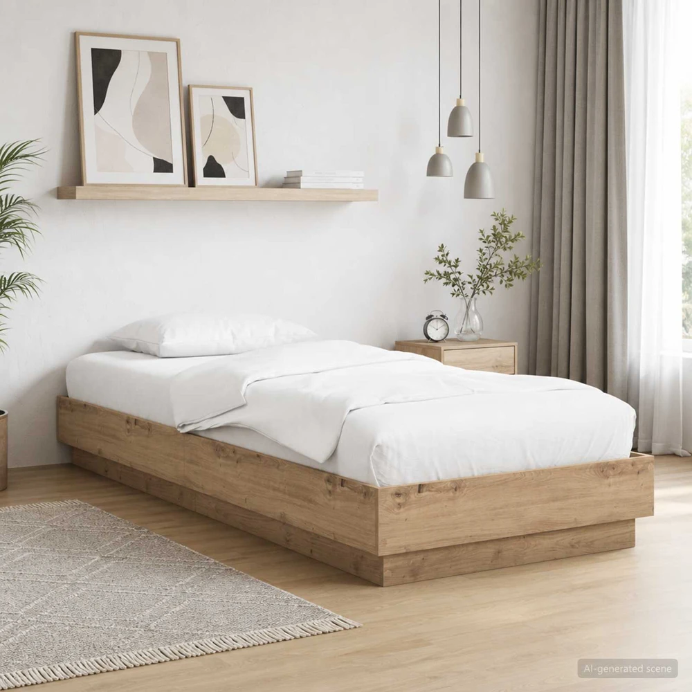 Lova Lovos rėmas su LED Artisano ąžuolo 80 x 200 cm Apdirbta mediena
