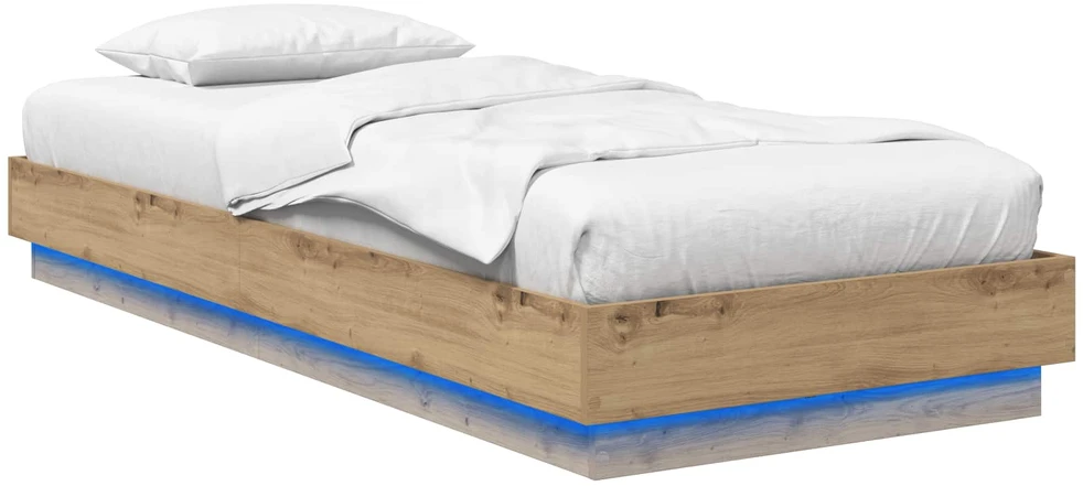 Lova Lovos rėmas su LED Artisano ąžuolo 80 x 200 cm Apdirbta mediena