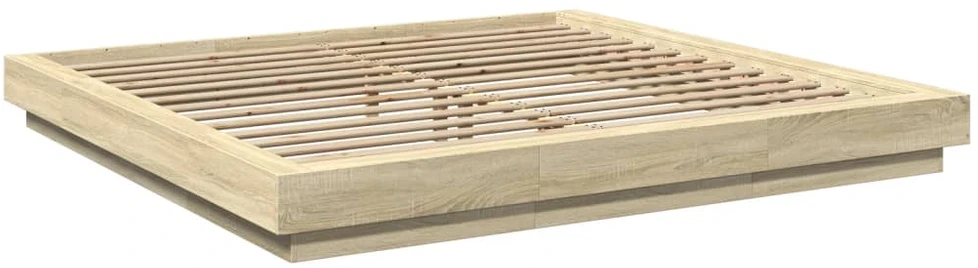 Lovos rėmas su LED, ąžuolo, 200x200cm, apdirbta mediena