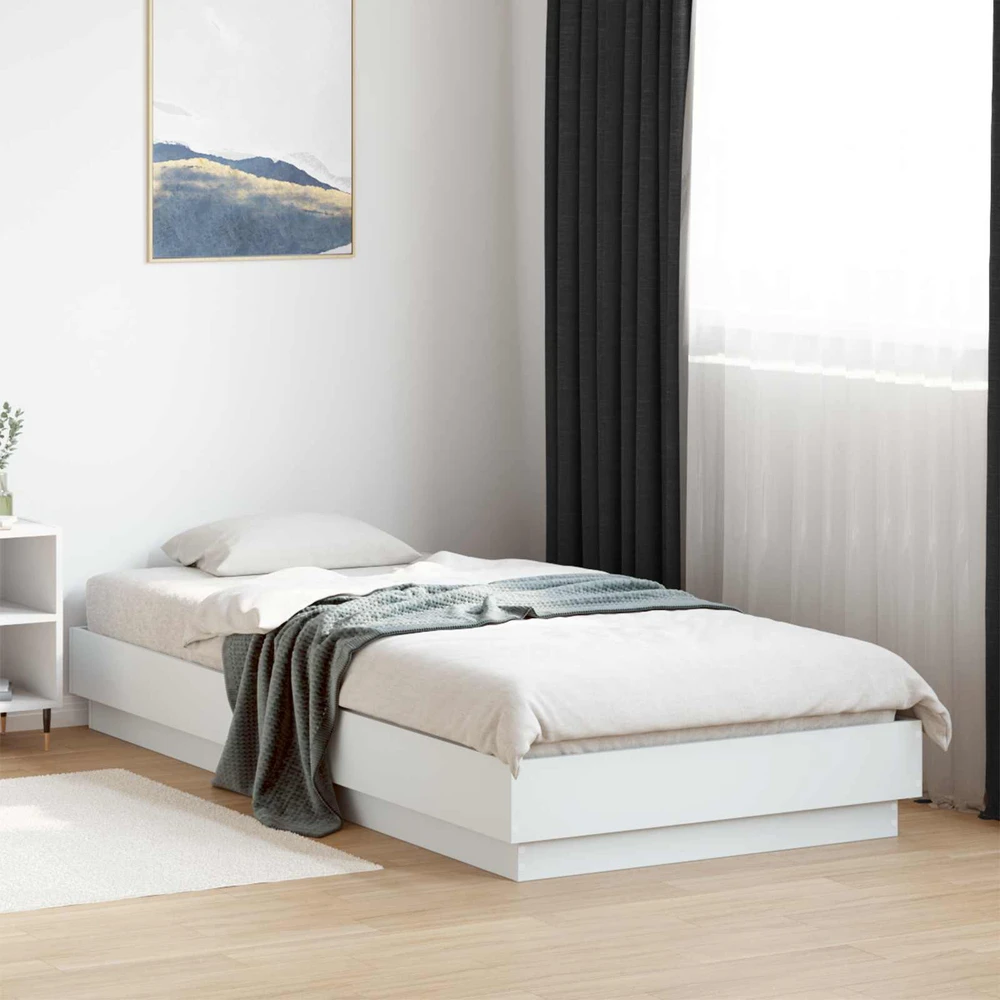 Lova Lovos rėmas su LED Balta 80 x 200 cm Apdirbta mediena