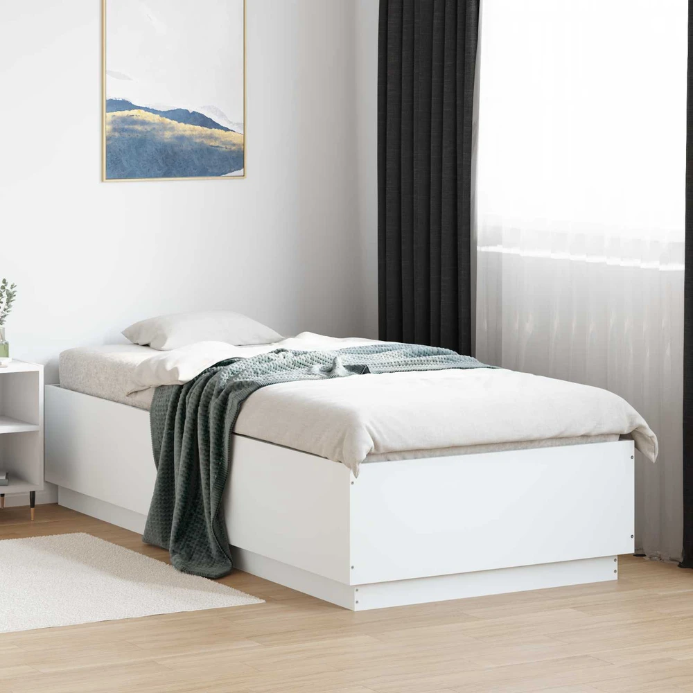 Lova Lovos rėmas su LED Balta 80 x 200 cm Apdirbta mediena