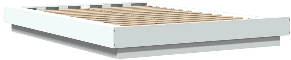 Lova Lovos rėmas su LED, baltas, 135x190cm, apdirbta mediena