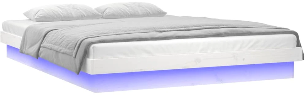 Lova Lovos rėmas su LED, baltas, 135x190cm, mediena, dvivietis