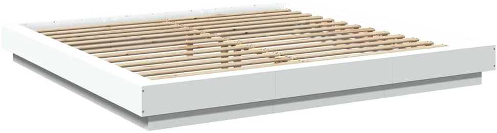 Lovos rėmas su LED, baltas, 180x200cm, apdirbta mediena