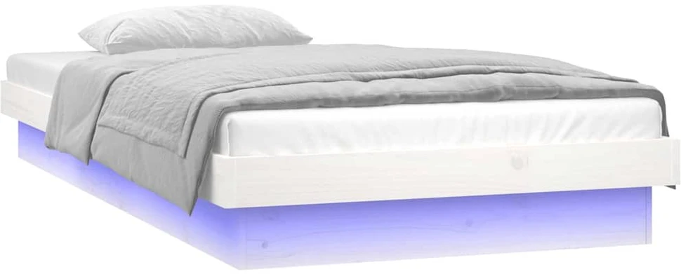 Lovos rėmas su LED, baltas, 75x190cm, mediena, vienvietis
