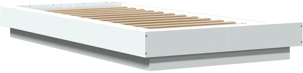 Lovos rėmas su LED, baltas, 90x190cm, apdirbta mediena