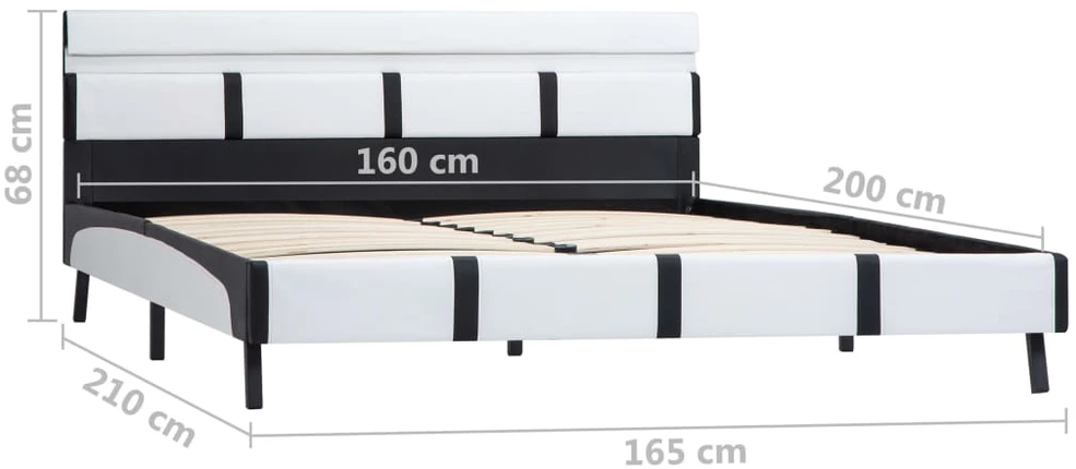 Lovos rėmas su LED, baltos sp., 160x200 cm, dirbtinė oda