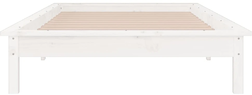 Lovos rėmas su LED, baltos spalvos, 100x200cm, medienos masyvas