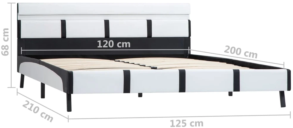 Lovos rėmas su LED, baltos spalvos, 120x200 cm, dirbtinė oda