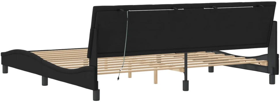 Lovos rėmas su LED, juodos spalvos, 200x200cm, aksomas