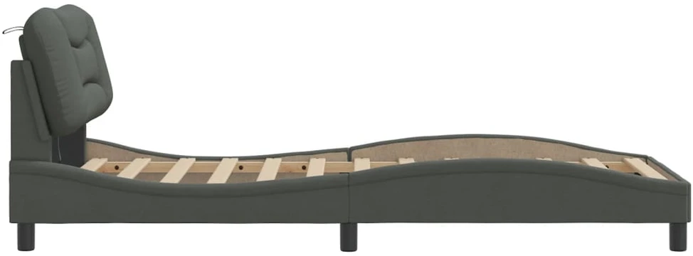 Lovos rėmas su LED, tamsiai pilkas, 80x200cm, audinys