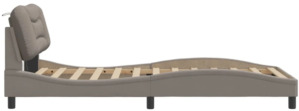 Lovos rėmas su LED, taupe spalvos, 100x200cm, audinys