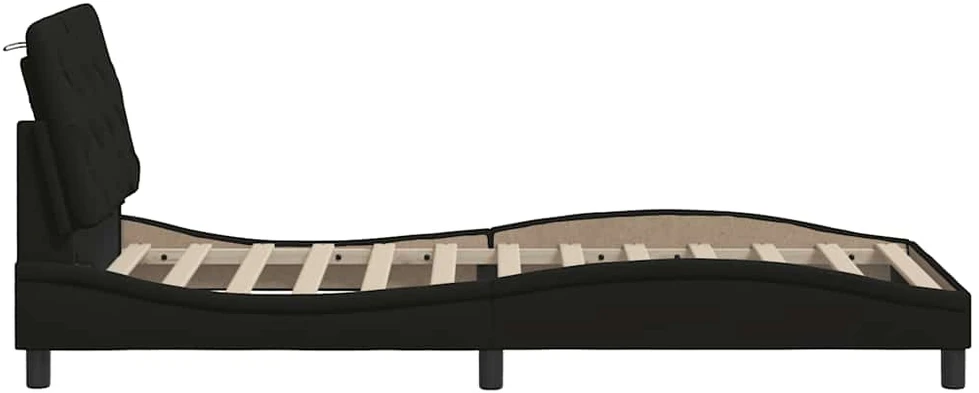 Lovos rėmas su LED be čiužinio, juodas, 80x200 cm, audinys
