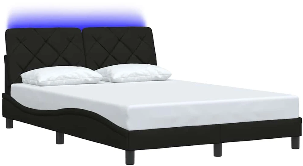 Lovos rėmas su LED be čiužinio, juodos spalvos, 120x200 cm