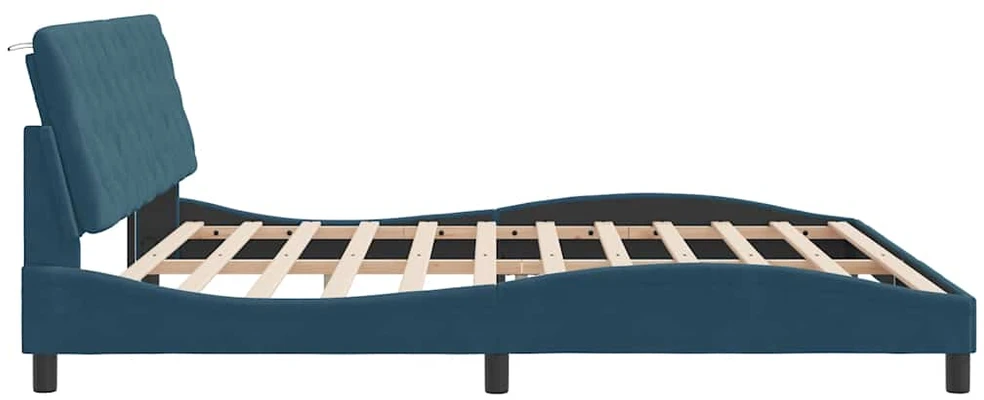 Lovos rėmas su LED, mėlynos spalvos, 200x200cm, aksomas