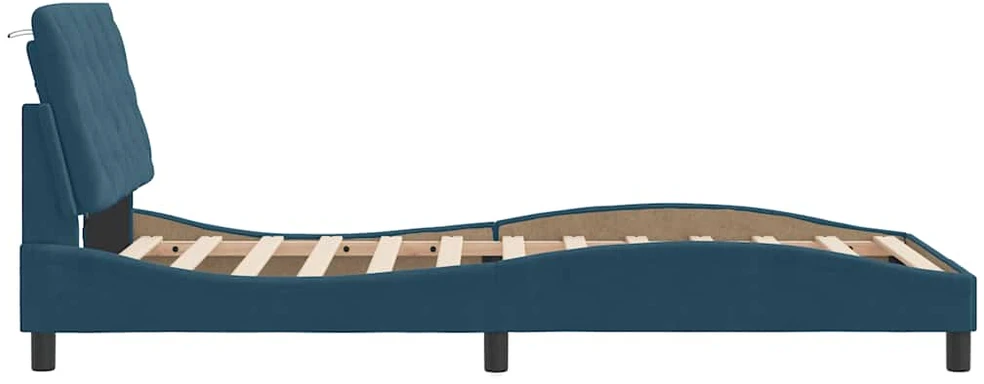 Lovos rėmas su LED, mėlynos spalvos, 100x200cm, aksomas