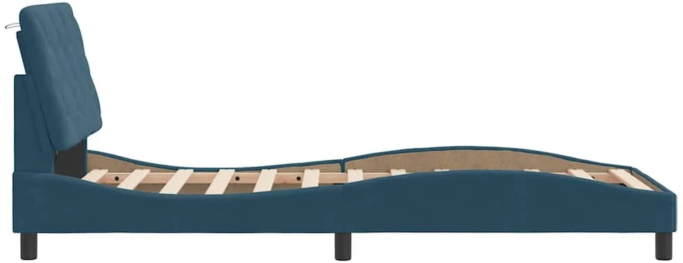 Lovos rėmas su LED, mėlynos spalvos, 90x200cm, aksomas