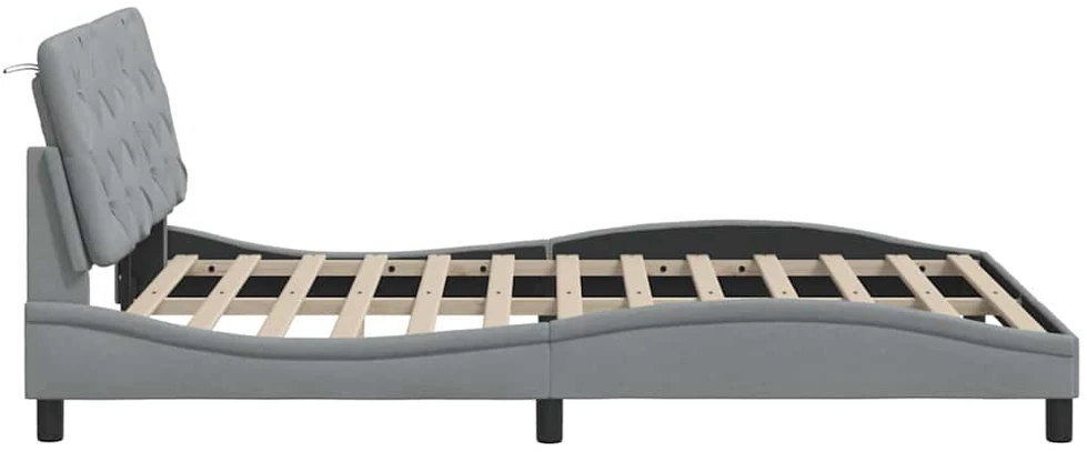 Lovos rėmas su LED be čiužinio, šviesiai pilkas, 140x190 cm