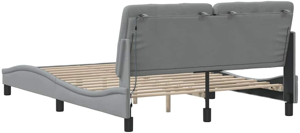 Lovos rėmas su LED be čiužinio, šviesiai pilkas, 140x200 cm