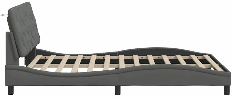 Lovos rėmas su LED be čiužinio, tamsiai pilkas, 140x190 cm
