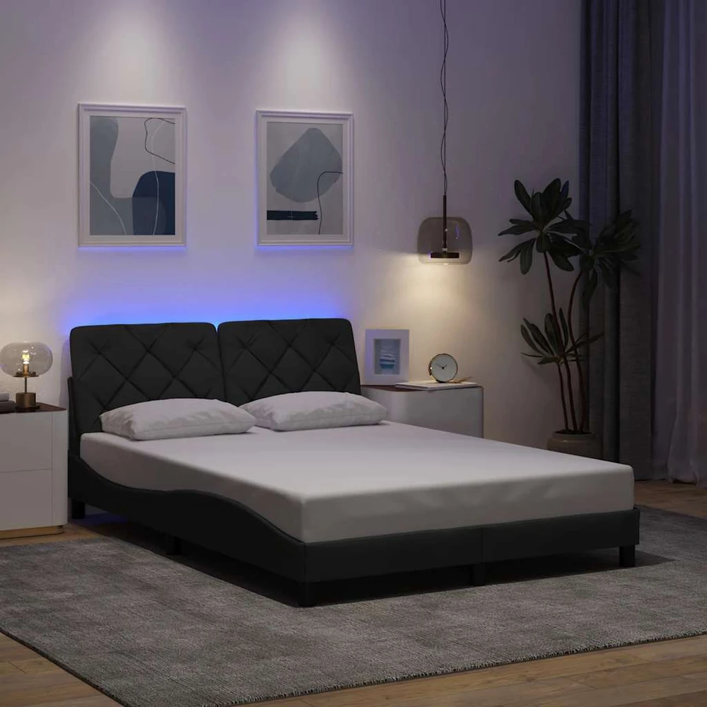Lovos rėmas su LED be čiužinio, tamsiai pilkas, 120x200 cm