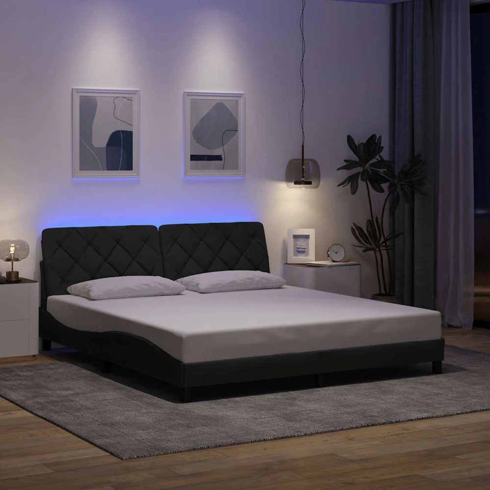 Lovos rėmas su LED be čiužinio, tamsiai pilkas, 180x200 cm