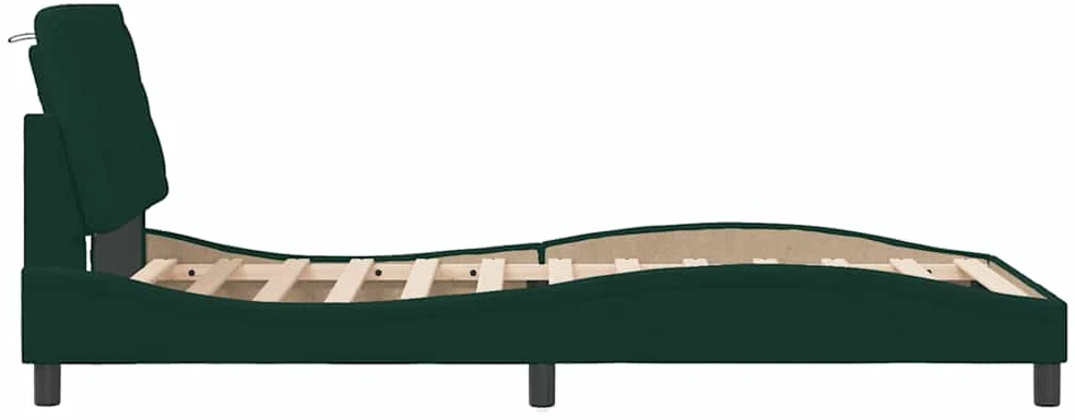 Lovos rėmas su LED, tamsiai žalias, 100x200cm, aksomas