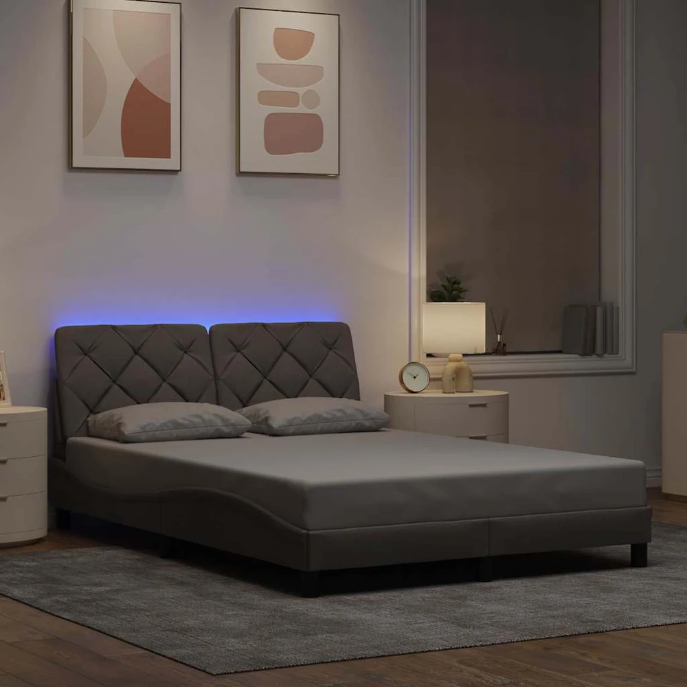 Lovos rėmas su LED be čiužinio, taupe spalvos, 120x200 cm