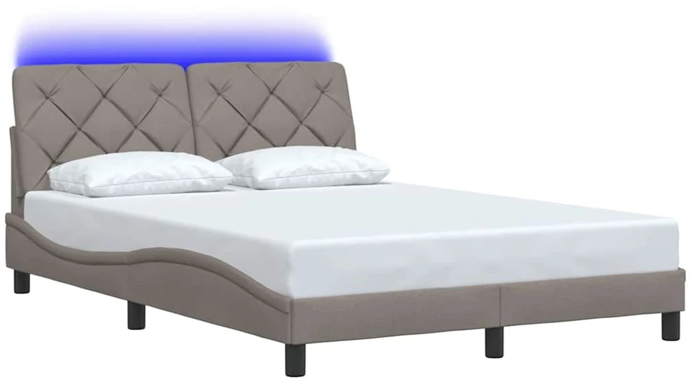 Lovos rėmas su LED be čiužinio, taupe spalvos, 140x200 cm