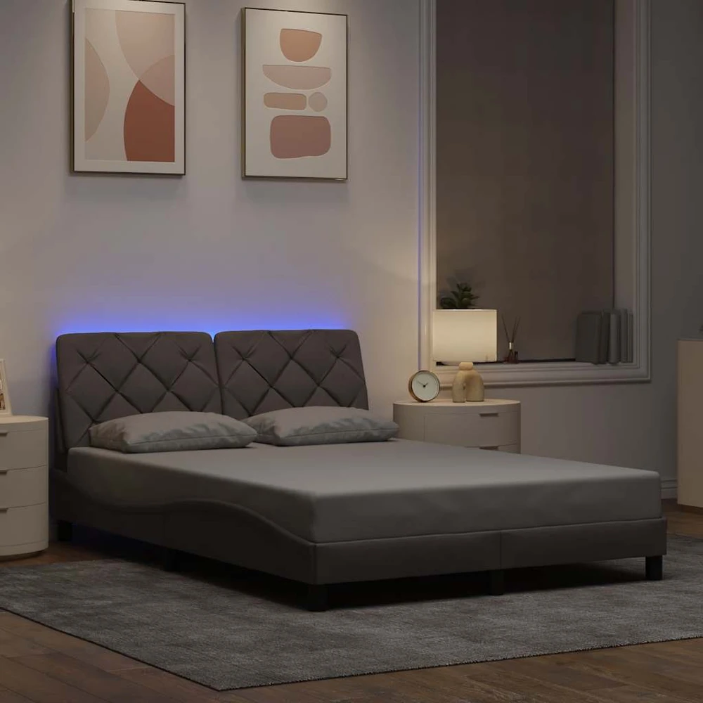 Lovos rėmas su LED be čiužinio, taupe spalvos, 140x200 cm
