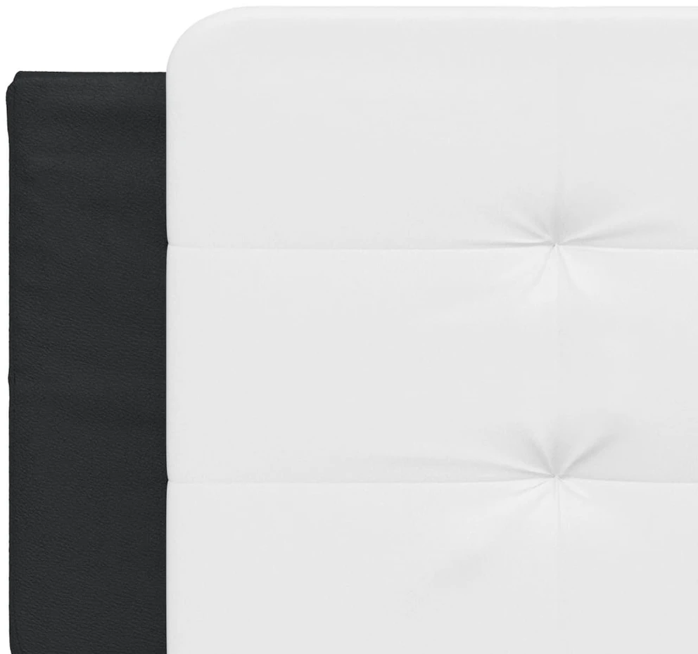 Lovos rėmas su LED, juodas ir baltas, 200x200cm, dirbtinė oda