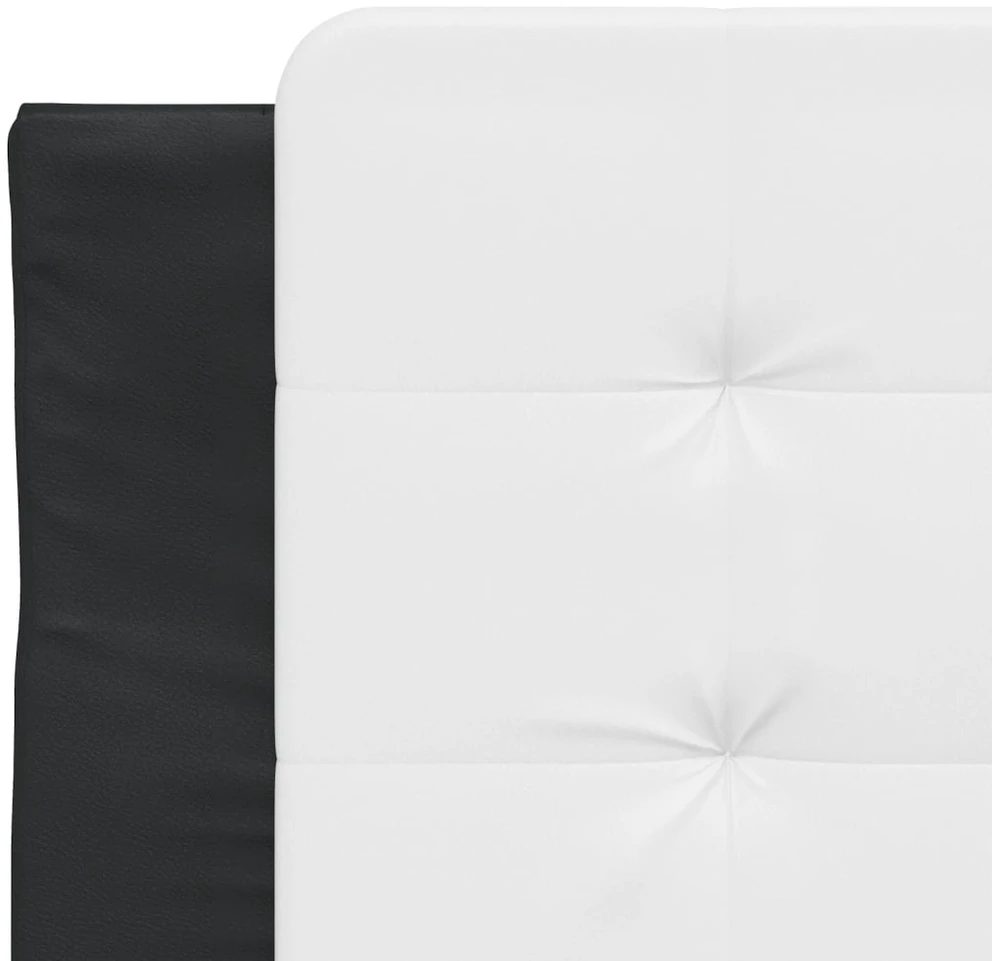 Lovos rėmas su LED, juodas ir baltas, 100x200cm, dirbtinė oda