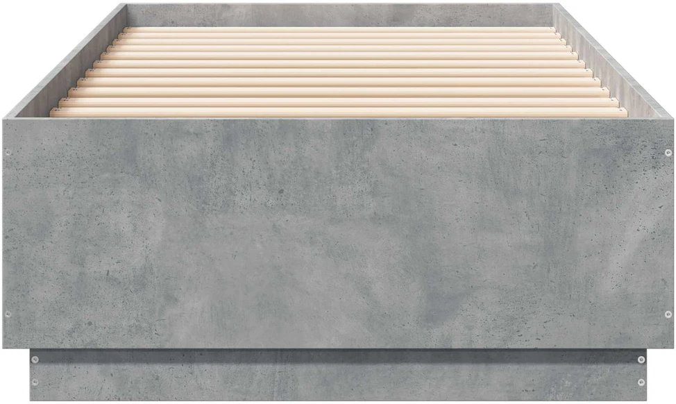 Lova Lovos rėmas su LED Betono pilka 80 x 200 cm Apdirbta mediena