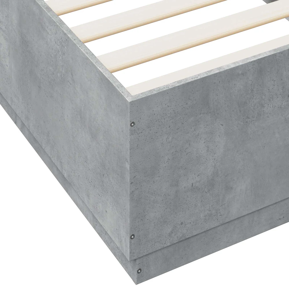 Lova Lovos rėmas su LED Betono pilka 80 x 200 cm Apdirbta mediena