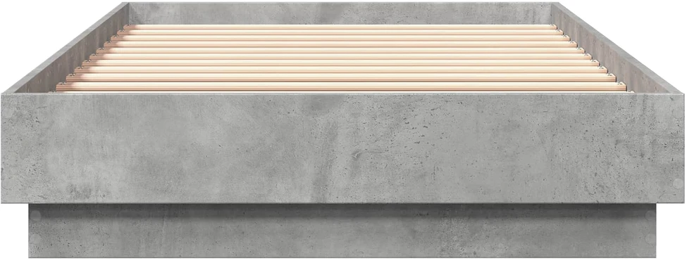Lova Lovos rėmas su LED Betono pilka 80 x 200 cm Apdirbta mediena