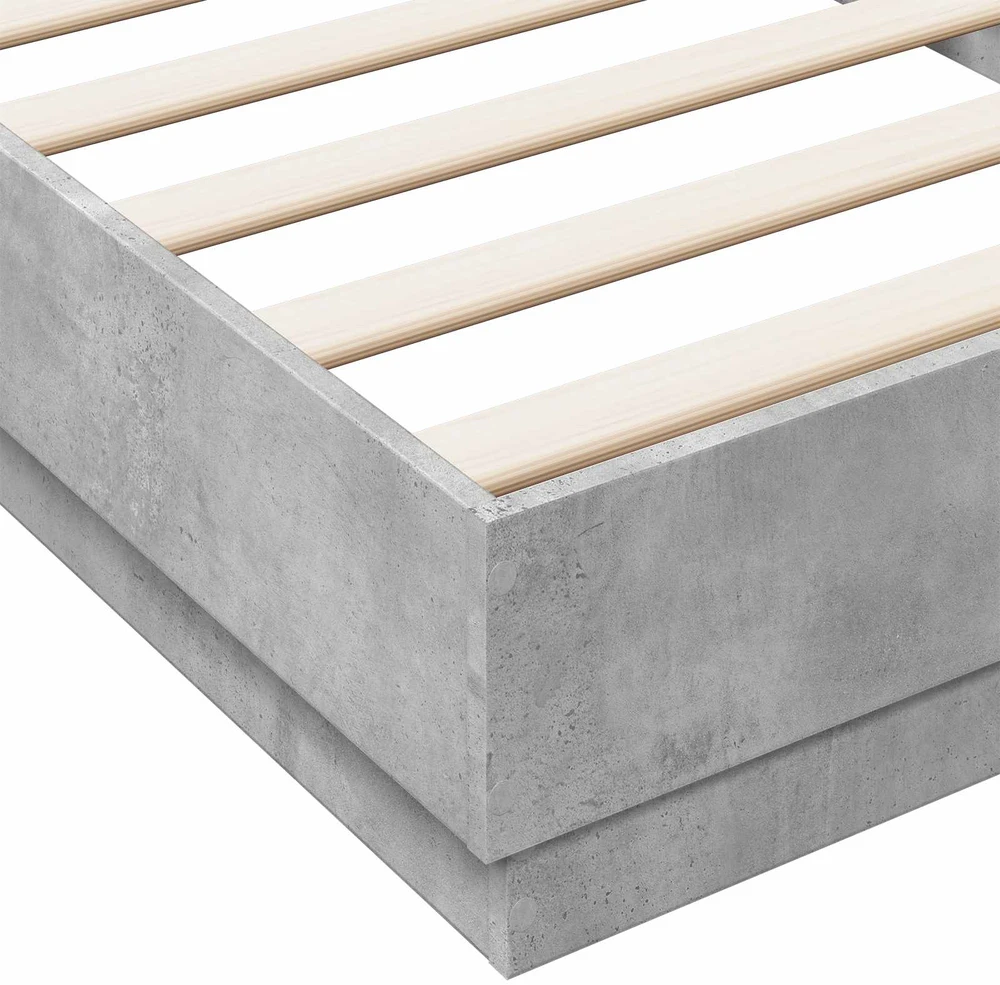 Lova Lovos rėmas su LED Betono pilka 80 x 200 cm Apdirbta mediena