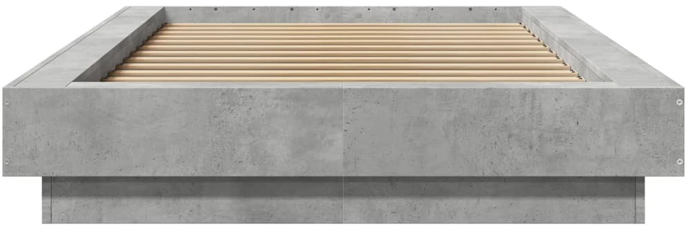 Lovos rėmas su LED, betono pilkas, 100x200cm, apdirbta mediena
