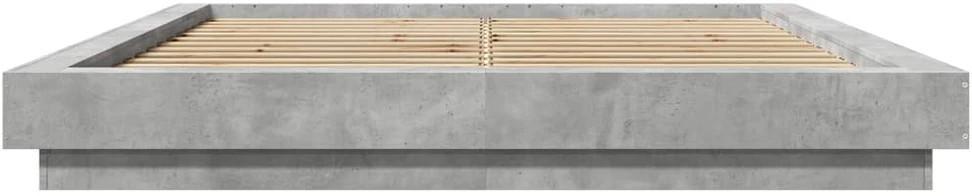 Lovos rėmas su LED, betono pilkas, 150x200cm, apdirbta mediena
