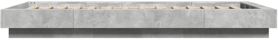 Lovos rėmas su LED, betono pilkas, 90x190cm, apdirbta mediena