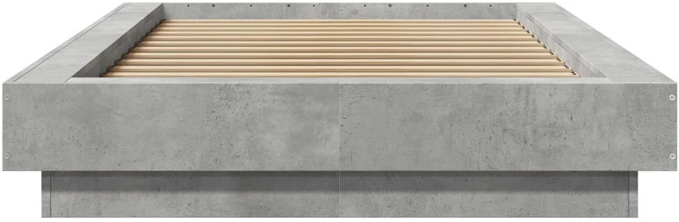 Lovos rėmas su LED, betono pilkas, 90x190cm, apdirbta mediena
