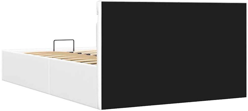 Lovos rėmas su LED/daiktadėže, baltas, 120x200cm, dirbtinė oda