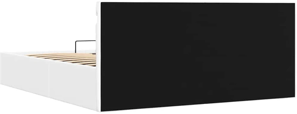 Lovos rėmas su LED/daiktadėže, baltas, 180x200cm, dirbtinė oda