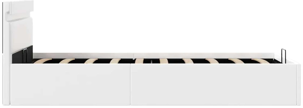 Lovos rėmas su LED/daiktadėže, baltas, 90x200cm, dirbtinė oda