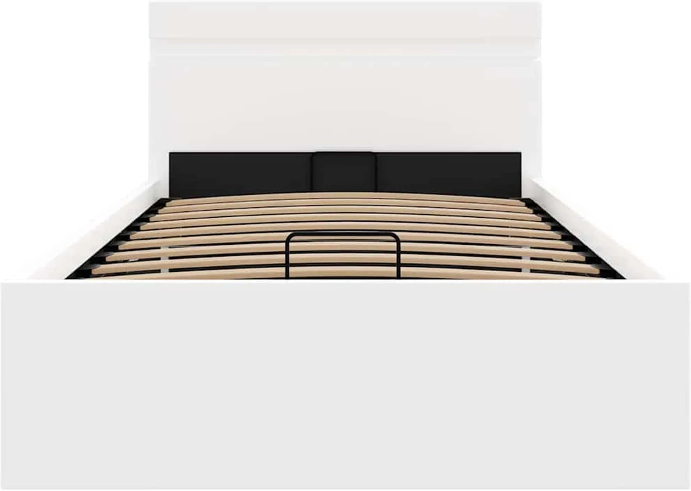 Lovos rėmas su LED/daiktadėže, baltas, 90x200cm, dirbtinė oda