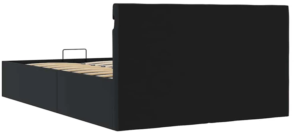 Lovos rėmas su LED/daiktadėže, juodas, 120x200cm, dirbtinė oda