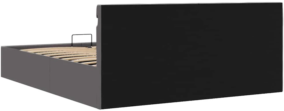 Lovos rėmas su LED/daiktadėže, pilkas, 160x200cm, dirbtinė oda