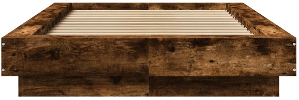 Lovos rėmas su LED, dūminio ąžuolo, 100x200cm, apdirbta mediena